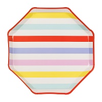 Assiettes à rayures multicolores 24,5 cm - lot de 6