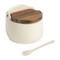 Sucrier rustique avec couvercle et petite cuillère Bois & Terre