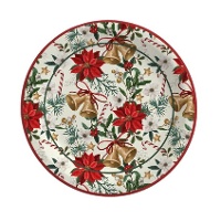 Assiettes de Noël avec des fleurs de poinsettia et des cloches de 18 cm - 8 unités