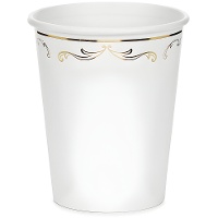 Gobelets blancs élégants à motif doré 220 ml - lot de 6