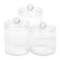 Boîte à coton transparente - lot de 3