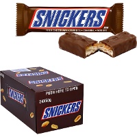 Barres Snickers au chocolat au lait, aux cacahuètes et au caramel - 24 unités