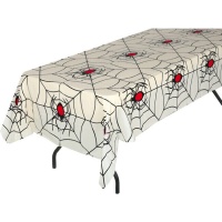 Nappe avec toile d'araignée et araignée à dos rouge de 1,35 x 2,70 m