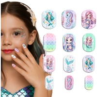 Ongles postiches Sirène pour enfants - lot de 12
