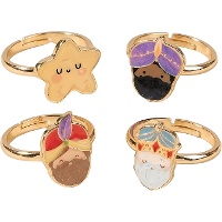 Set de 4 bagues ajustables Rois Mages pour enfants