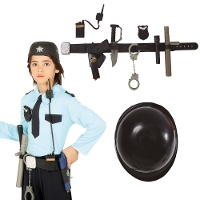 Ceinture avec accessoires et casque de policier pour enfants