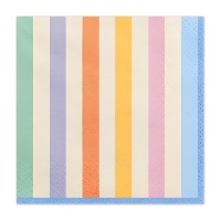 Serviettes en papier à rayures pastel 16,5 x 16,5 cm - 20 unités