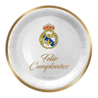 Assiettes Real Madrid « Joyeux anniversaire » 23 cm - lot de 8