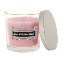 Bougie parfumée 9 cm en pot en verre - Rose et musc blanc