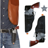 Cartouchière double noire avec deux pistolets de 24 cm