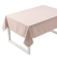 Nappe de 1,45 x 1,40 m en tissu naturel avec franges