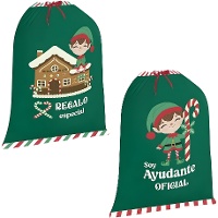 Sac à cadeaux de Noël sur le thème des elfes, 75 x 50 cm - 1 unité