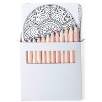 Ensemble de coloriage avec crayons et feuilles de mandalas