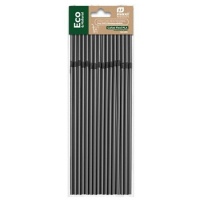 Pailles flexibles noires biodégradables de 21 cm - Honest Green - 50 unités