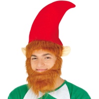 Bonnet de lutin de Noël avec barbe et oreilles