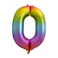 Ballon chiffre 0 arc-en-ciel 86 cm - Globos Nordic - 1 unité