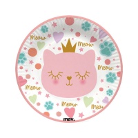 Assiettes Chat Princesse de 18 cm - 8 unités