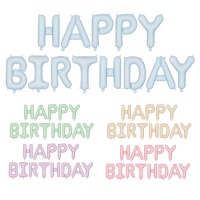 Ballons en lettres Happy Birthday mate de 35 cm - Partydeco