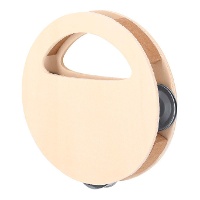 Tambourin en bois avec poignée - 1 unité