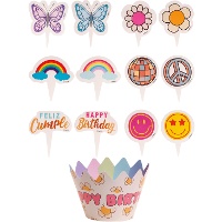 Caissettes pour cupcakes « Joyeux anniversaire » avec pics décoratifs