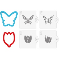 Emporte-pièces papillon et tulipe avec pochoirs
