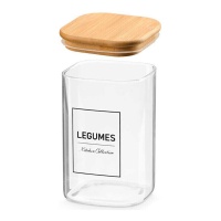 Pot en borosilicate de 1,2 L avec couvercle en bambou Légumes
