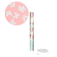 Canon à confettis de papillons blancs de 50 cm