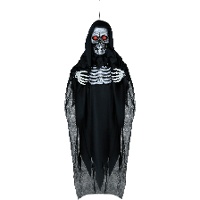 Pendentif de squelette aux yeux rouges avec lumière et son de 1,80 m