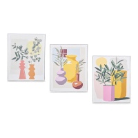 Tableaux de vases noirs de 40 x 50 cm - 3 unités