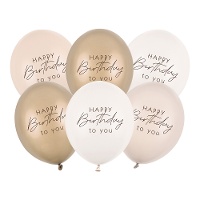 Bon anniversaire Ballons en latex 30 cm - 6 pcs.