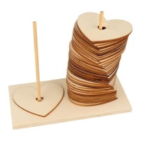 Set en bois de messages en forme de coeur et socle - 50 unités