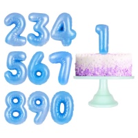 Bougie de chiffre bleu Chubby de 6 cm - 1 unité