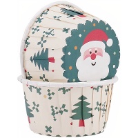 Capsules pour cupcakes de 5 cm avec des motifs de sapins de Noël - 50 unités