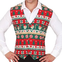 Gilet de Noël motif sucre d'orge
