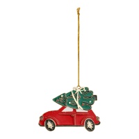 Pendentif métallique de voiture avec sapin de Noël de 9 x 6,5 cm
