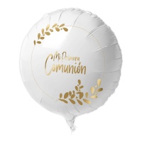Ballon de Communion Feuilles Dorées de 45 cm