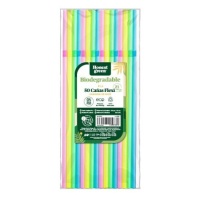 Pailles flexibles de 21 cm en plastique biodégradable - Honest Green - 50 unités