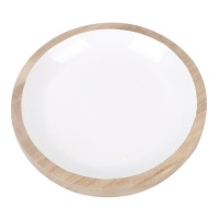 Vide-poche rond bois et blanc de 20,5 cm - DCasa