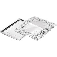 Plateau rectangulaire en carton de 38 x 31 avec dentelle dorée