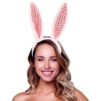 Serre-tête oreilles de lapin rose brillant