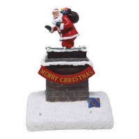 Cheminée avec le Père Noël avec musique et lumière de 18 x 22 cm