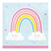 Serviettes Nuages Arc-en-ciel de 16,5 x 16,5 cm - 16 unités