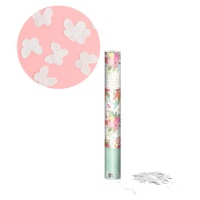 Canon à confettis de papillons blancs de 40 cm
