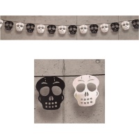 Guirlande en papier de crânes blancs et noirs de 2,75 m