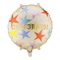 Ballon 'Congrats' aux étoiles multicolores de 35 cm