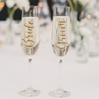 Autocollants pour mariages pour verre Groom et Bride - PartyDeco - 2 unités