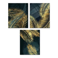 Toile tropicale feuilles dorées de 40 x 50 cm - DCasa - 1 unité