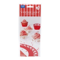 Enveloppes pour cupcakes Roses et Coeurs Vintage - 12 unités