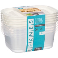 Tupper de 1 L rectangulaire avec couvercle - 5 unités