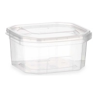 Boîte de 370 ml en plastique rectangulaire avec couvercle fixé